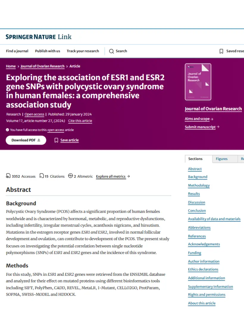 Exploring the association of ESR1 and ESR2 gene SNPs with polycystic ovary syndrome in human females: a comprehensive association study — Journal of Ovarian Research