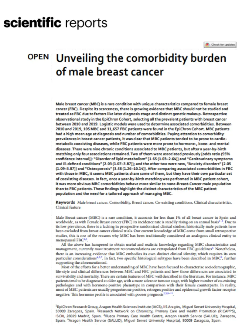 Unveiling the comorbidity burden of male breast cancer — Scientific Reports