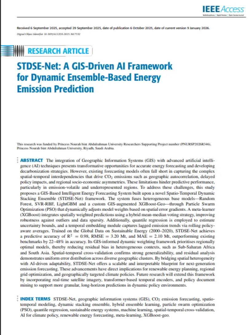 STDSE-Net: A GIS-Driven AI Framework for Dynamic Ensemble-Based Energy Emission Prediction — IEEE Access