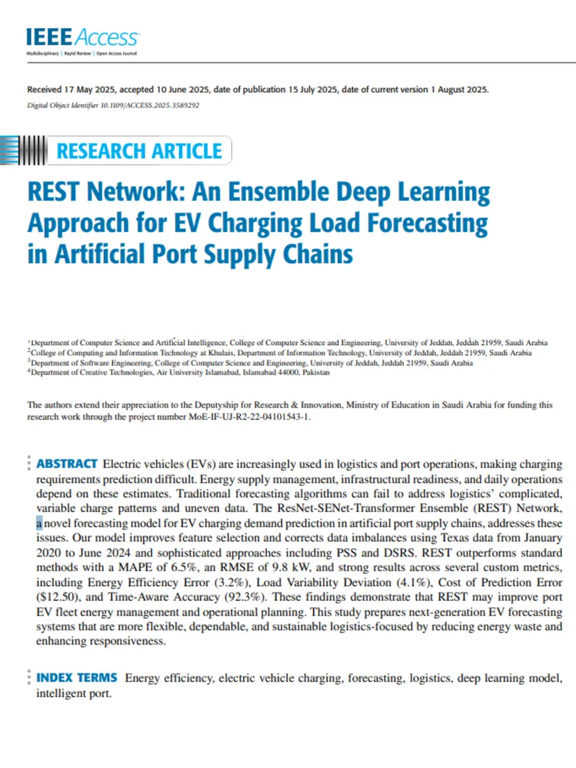 REST Network: An Ensemble Deep Learning Approach for EV Charging Load Forecasting in Artificial Port Supply Chains — IEEE Access